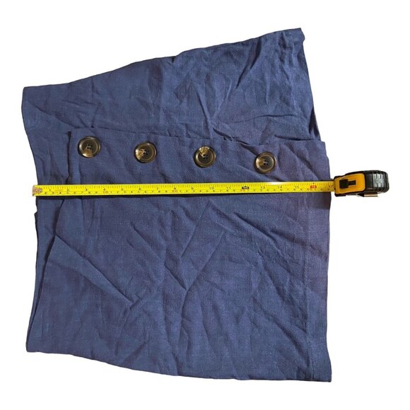 Fashion on Earth Womens Mini Skirt Large Blue Button-Front 90s Chic Rayon Linen - Picture 8 of 8